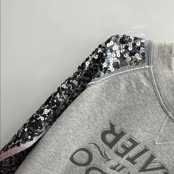 Gray Sequin Sleeve Sweatshirt